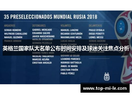英格兰国家队大名单公布时间安排及球迷关注焦点分析