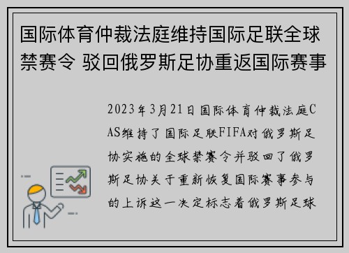 国际体育仲裁法庭维持国际足联全球禁赛令 驳回俄罗斯足协重返国际赛事上诉 国际体育仲裁法庭维持国际足联全球禁赛令 驳回俄罗斯足协重返国际赛事上诉